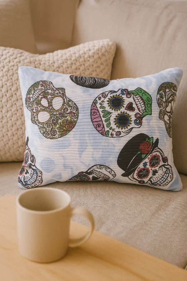💀 Tanis Lavender Pillow – Soft Lavender Pillow with Gothic Skull Motif