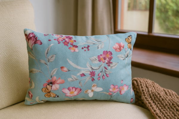 🌺 Turquoise Floral Lavender Pillow – Soft Aromatherapy Pillow