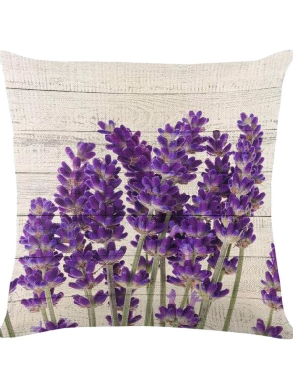 🌿 Decorative Pillow Cover with Lavender Motif